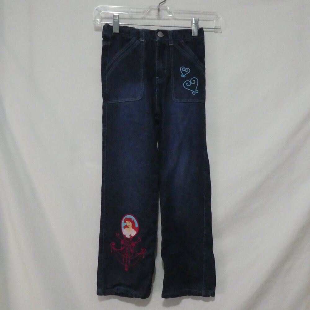 DISNEY PRINCESS | size 6x | Blue Denim With Ariel Detail On Front Leg